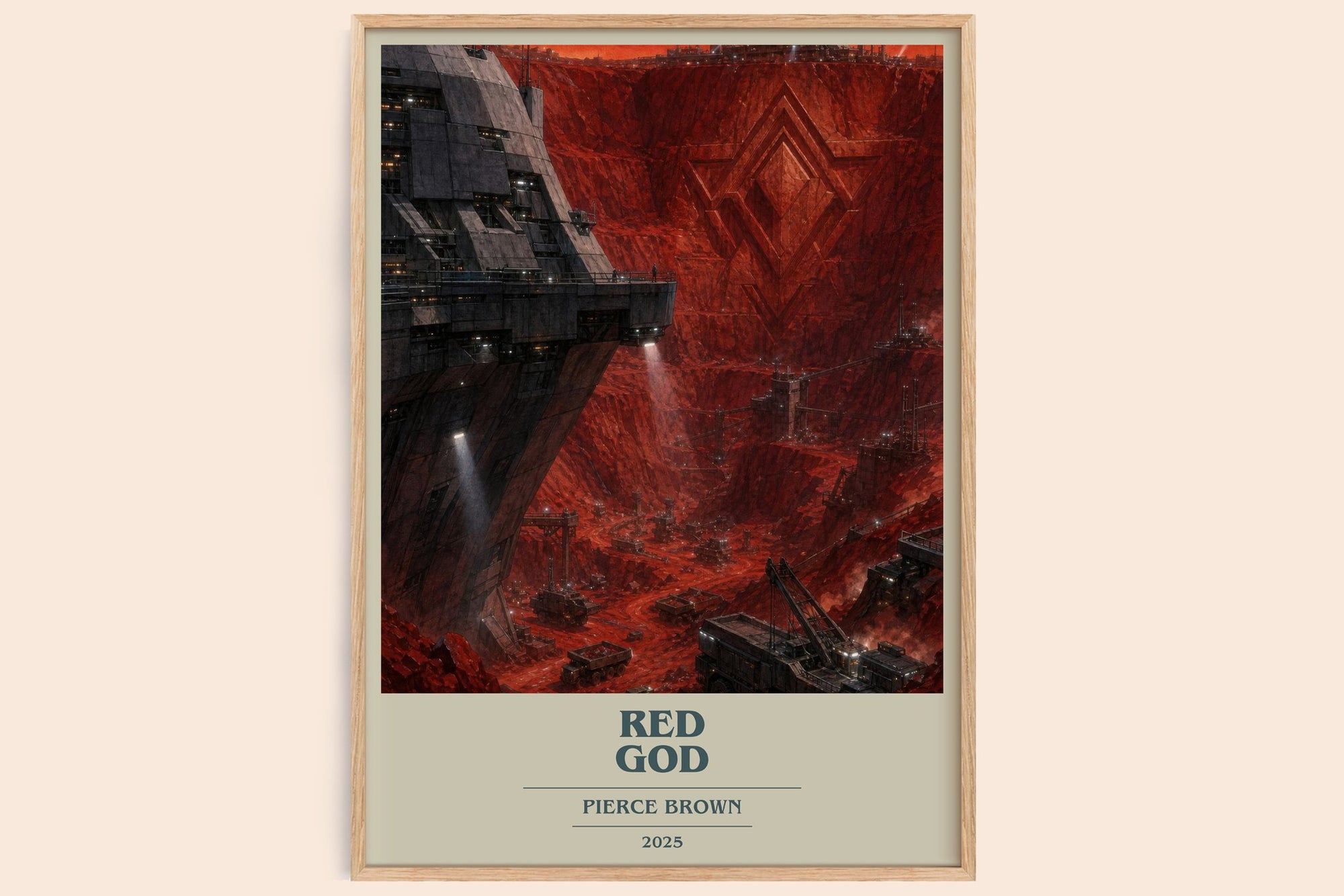 Red God book cover book poster by Pierce Brown – framed literary art print