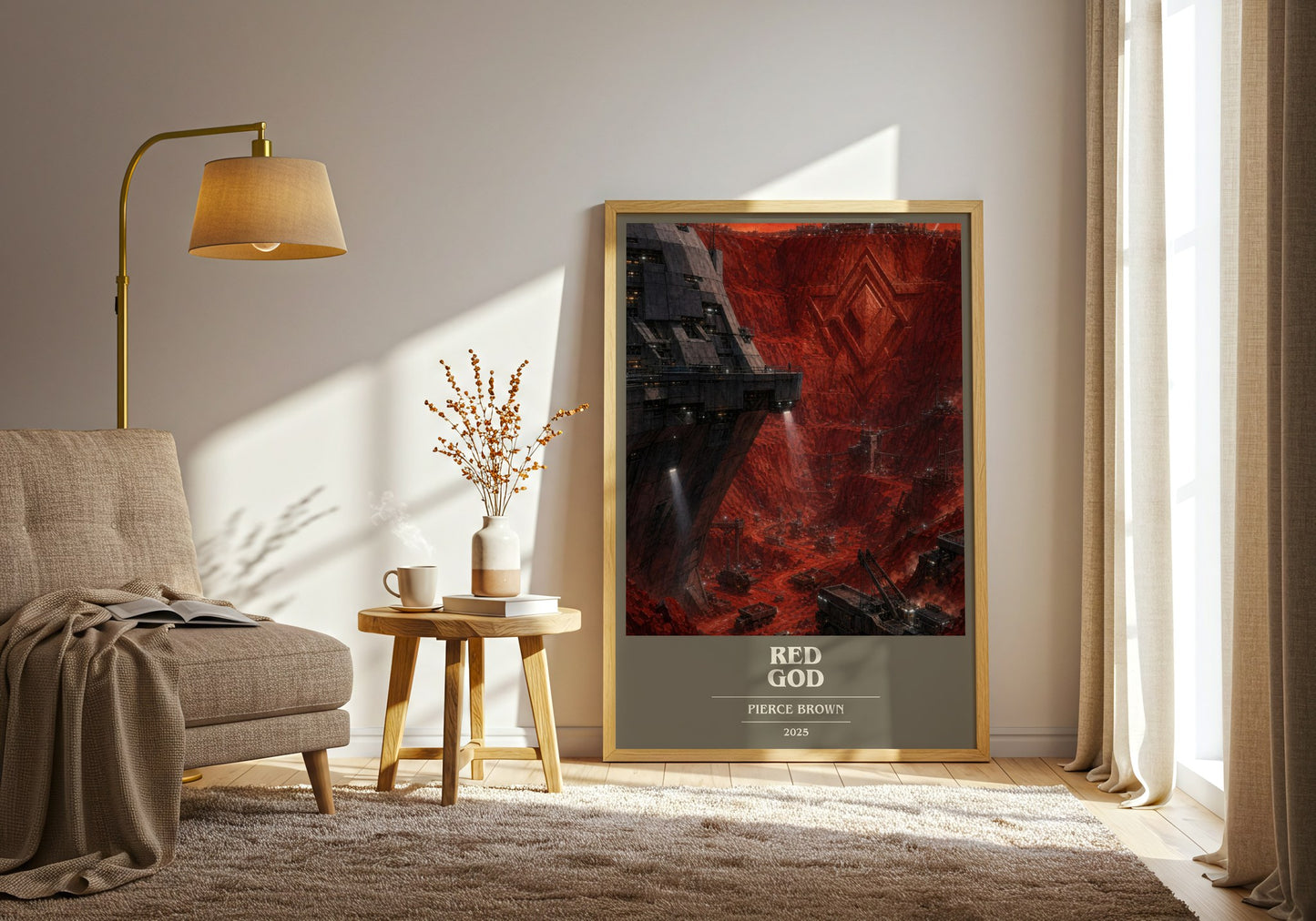Red God book cover print on bookshelf – Pierce Brown fan gift