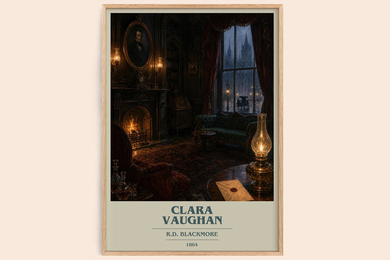 Clara Vaughan book cover book poster by R.D. Blackmore – framed literary art print
