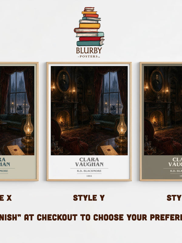 Clara Vaughan book cover print in frame leaning in hallway – mystery wall art
