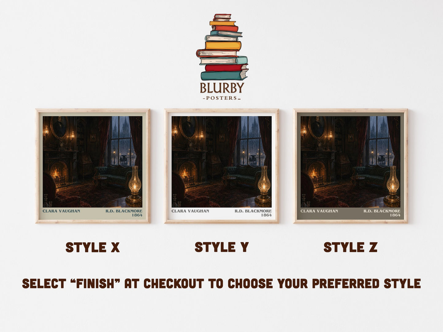 Clara Vaughan literary print in frame leaning in hallway – mystery wall art