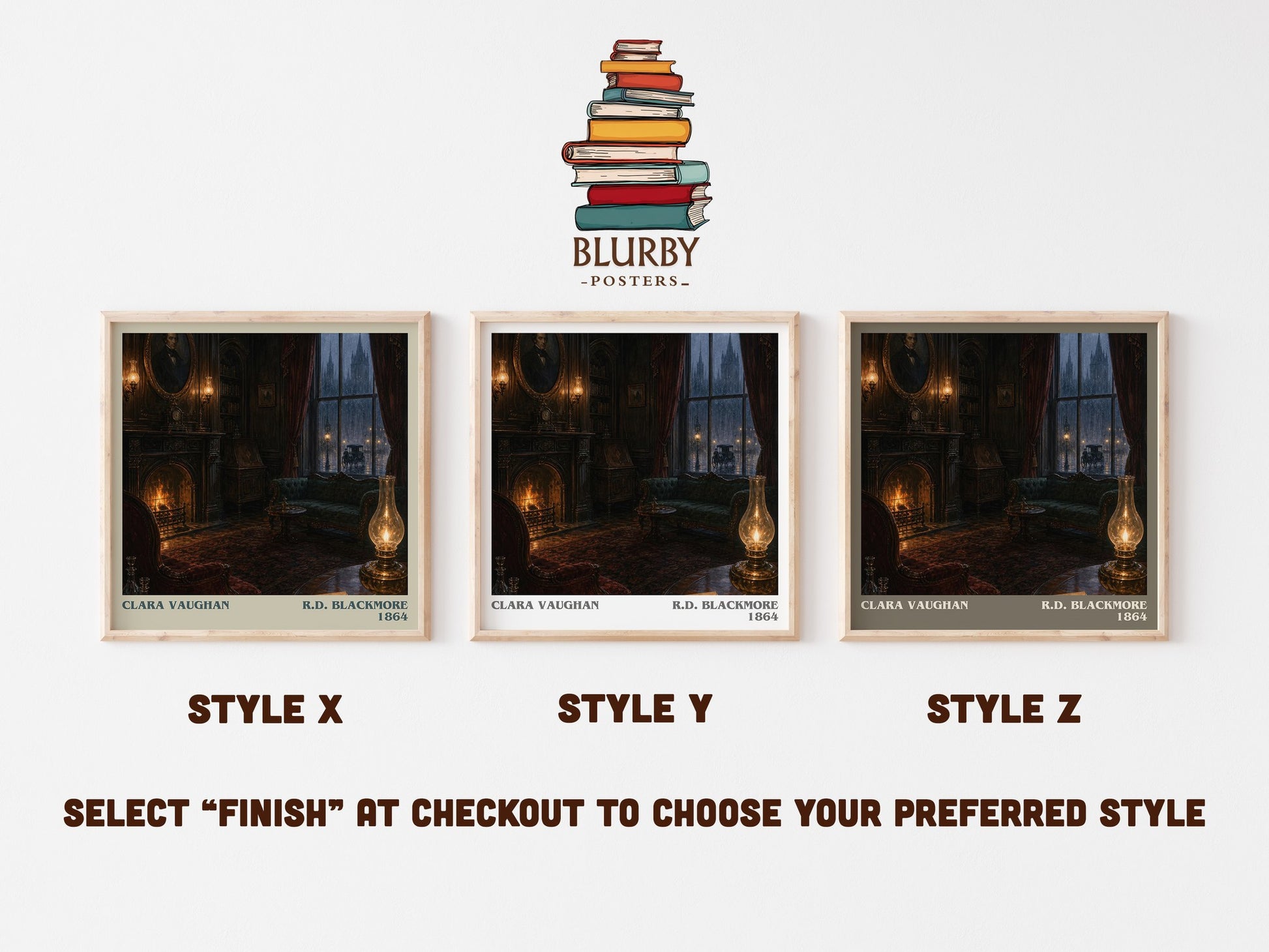 Clara Vaughan literary print in frame leaning in hallway – mystery wall art