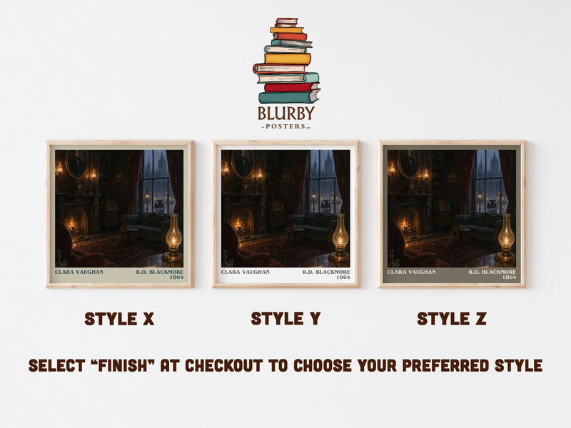 Clara Vaughan literary print in frame leaning in hallway – mystery wall art