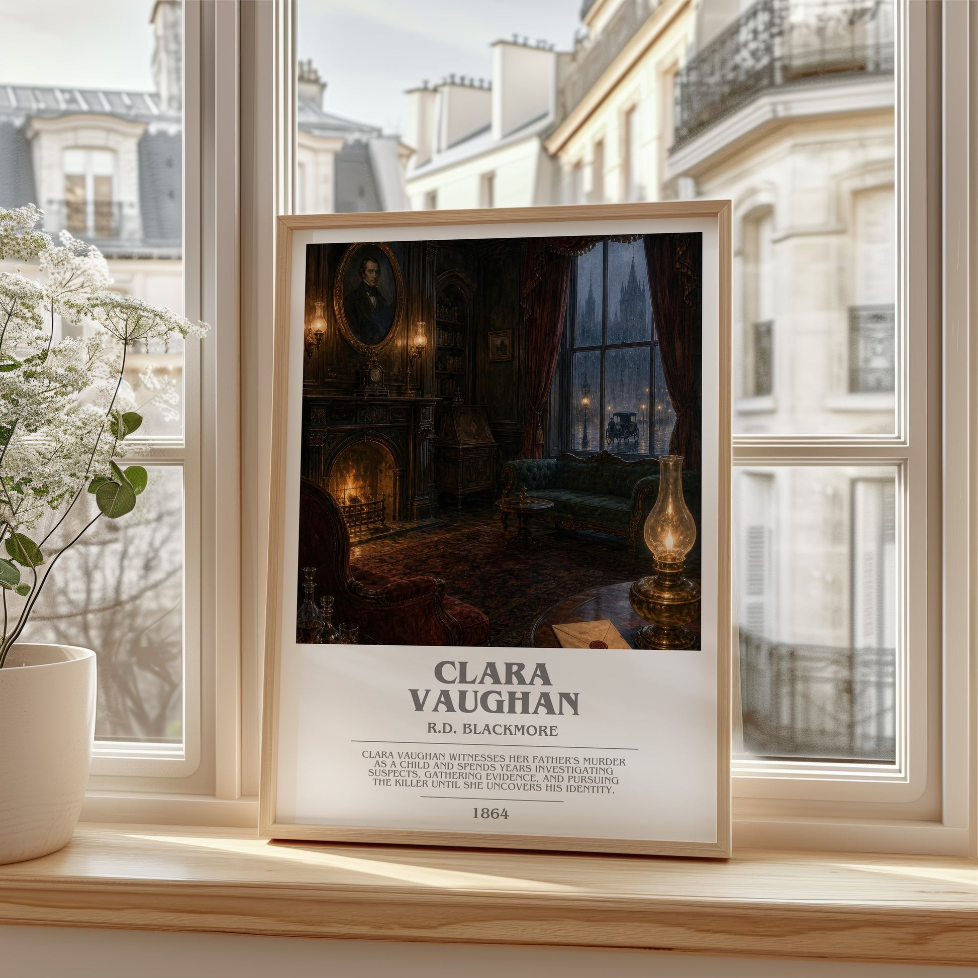 Clara Vaughan bookish poster colour and style options – R.D. Blackmore book art