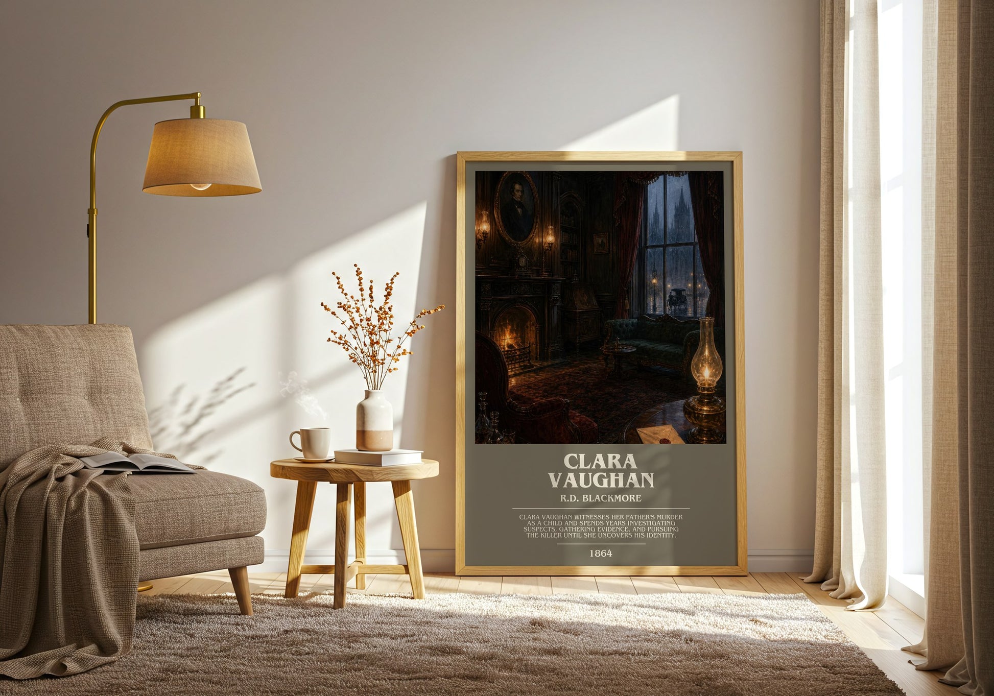 Clara Vaughan bookish print on bookshelf – R.D. Blackmore fan gift