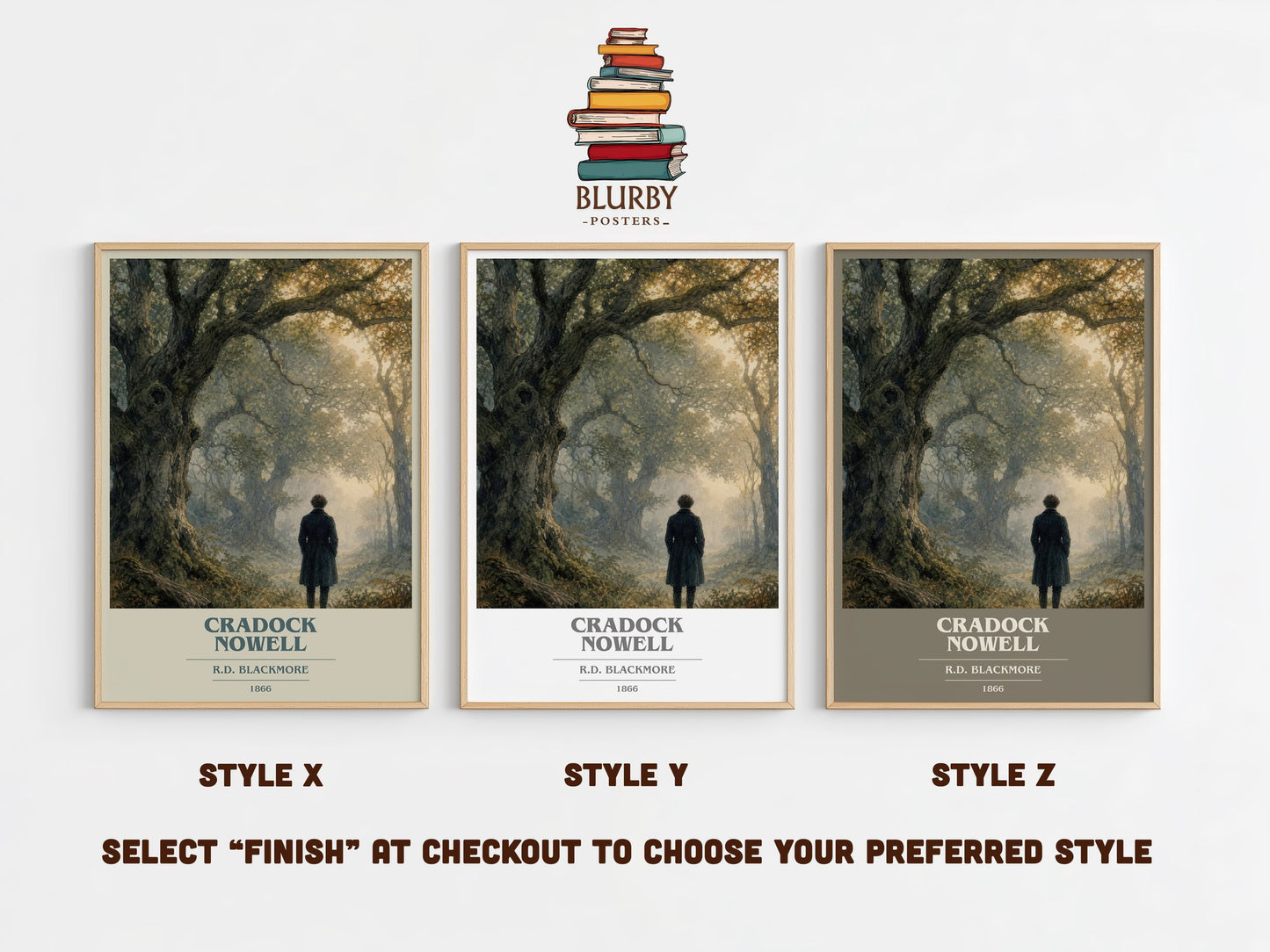 Cradock Nowell book cover print in frame leaning in hallway – literary fiction wall art