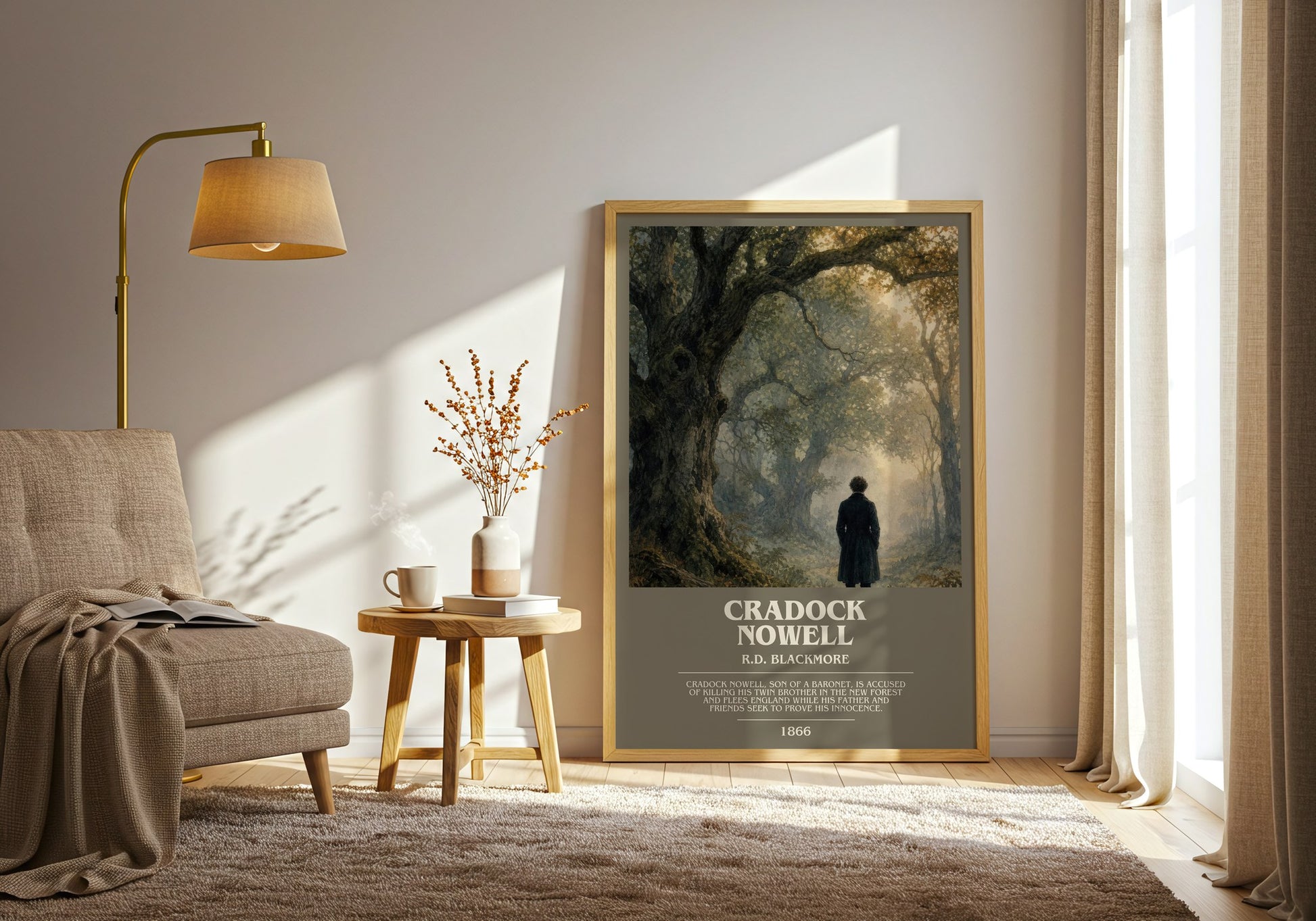 Cradock Nowell bookish print on bookshelf – R.D. Blackmore fan gift