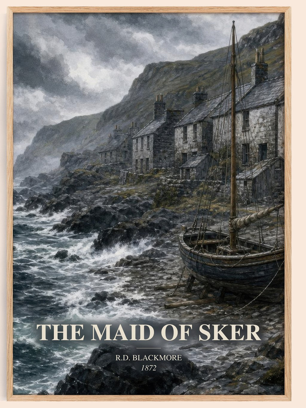 The Maid Of Sker watercolour book poster by R.D. Blackmore – framed literary art print