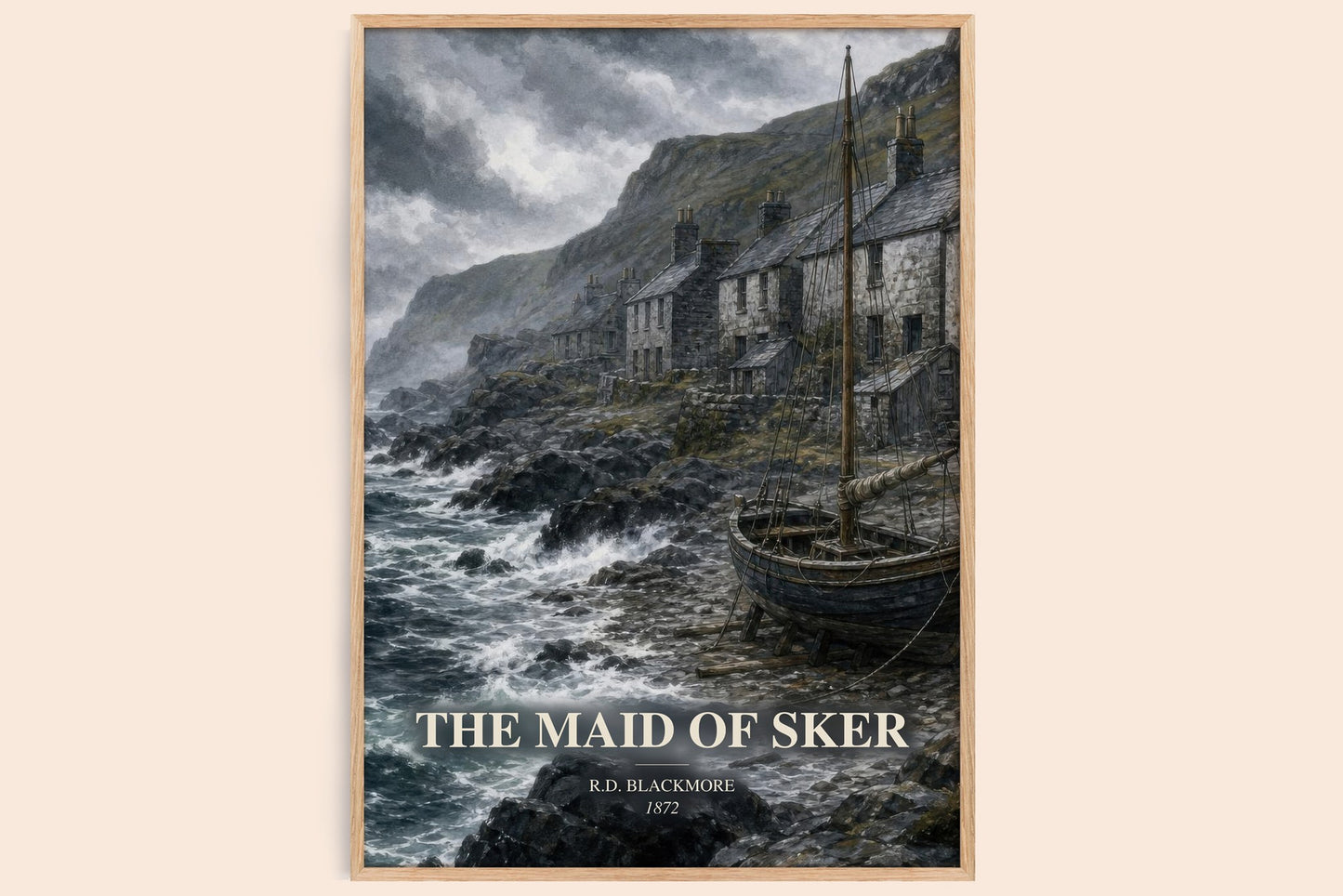 The Maid Of Sker watercolour book poster by R.D. Blackmore – framed literary art print