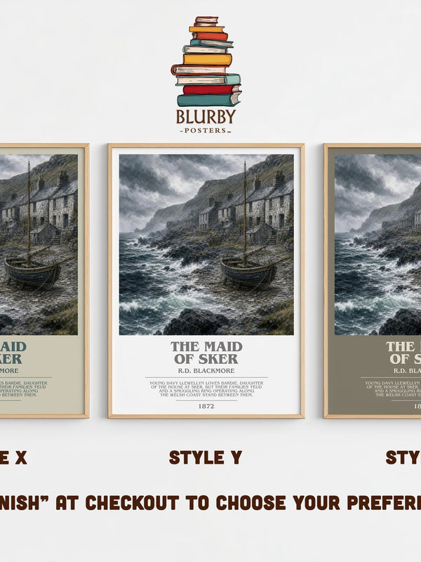 The Maid Of Sker bookish print in frame leaning in hallway – historical fiction wall art