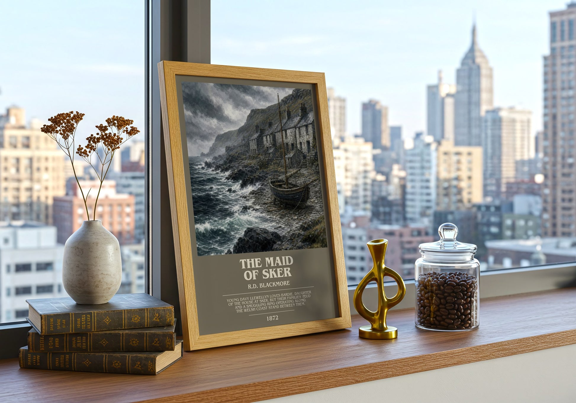 The Maid Of Sker bookish print framed by window – literary home decor