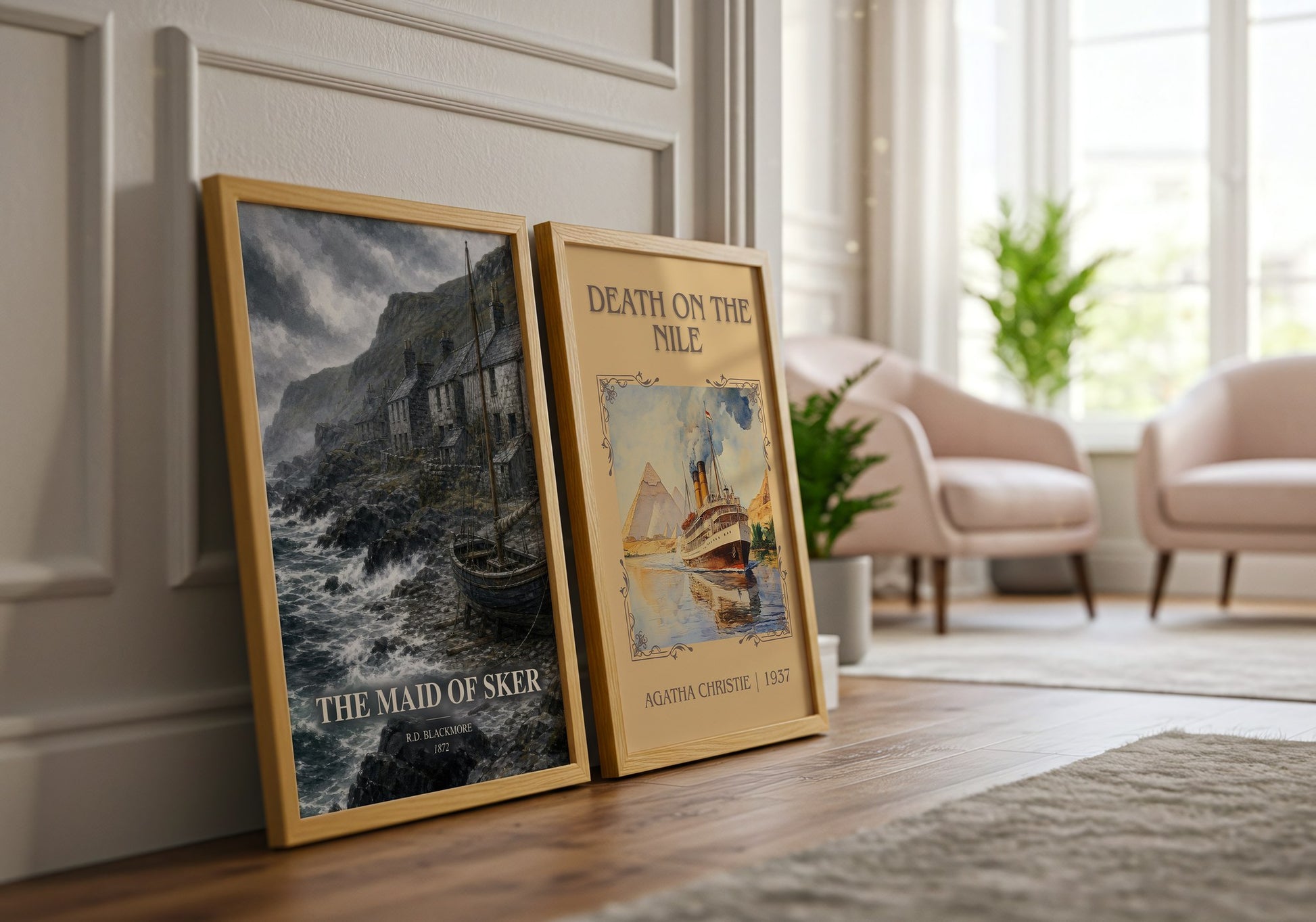 The Maid Of Sker watercolour print framed by window – literary home decor