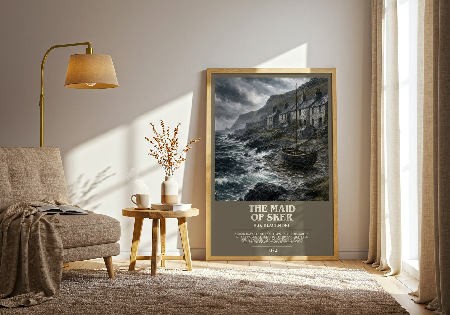 The Maid Of Sker bookish print on bookshelf – R.D. Blackmore fan gift