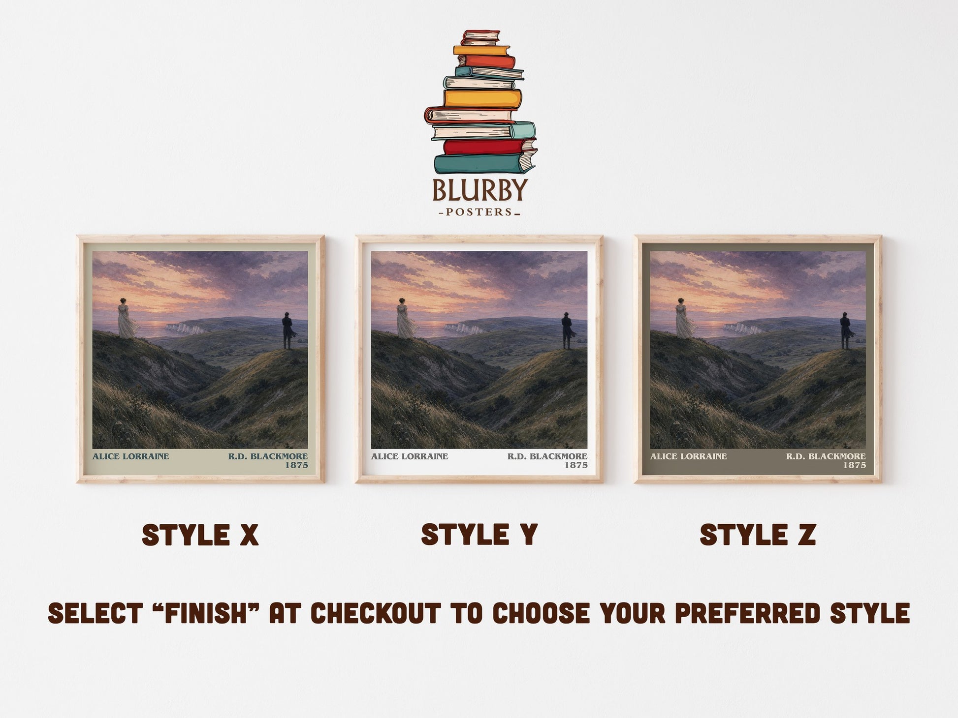 Alice Lorraine literary print in frame leaning in hallway – historical fiction wall art