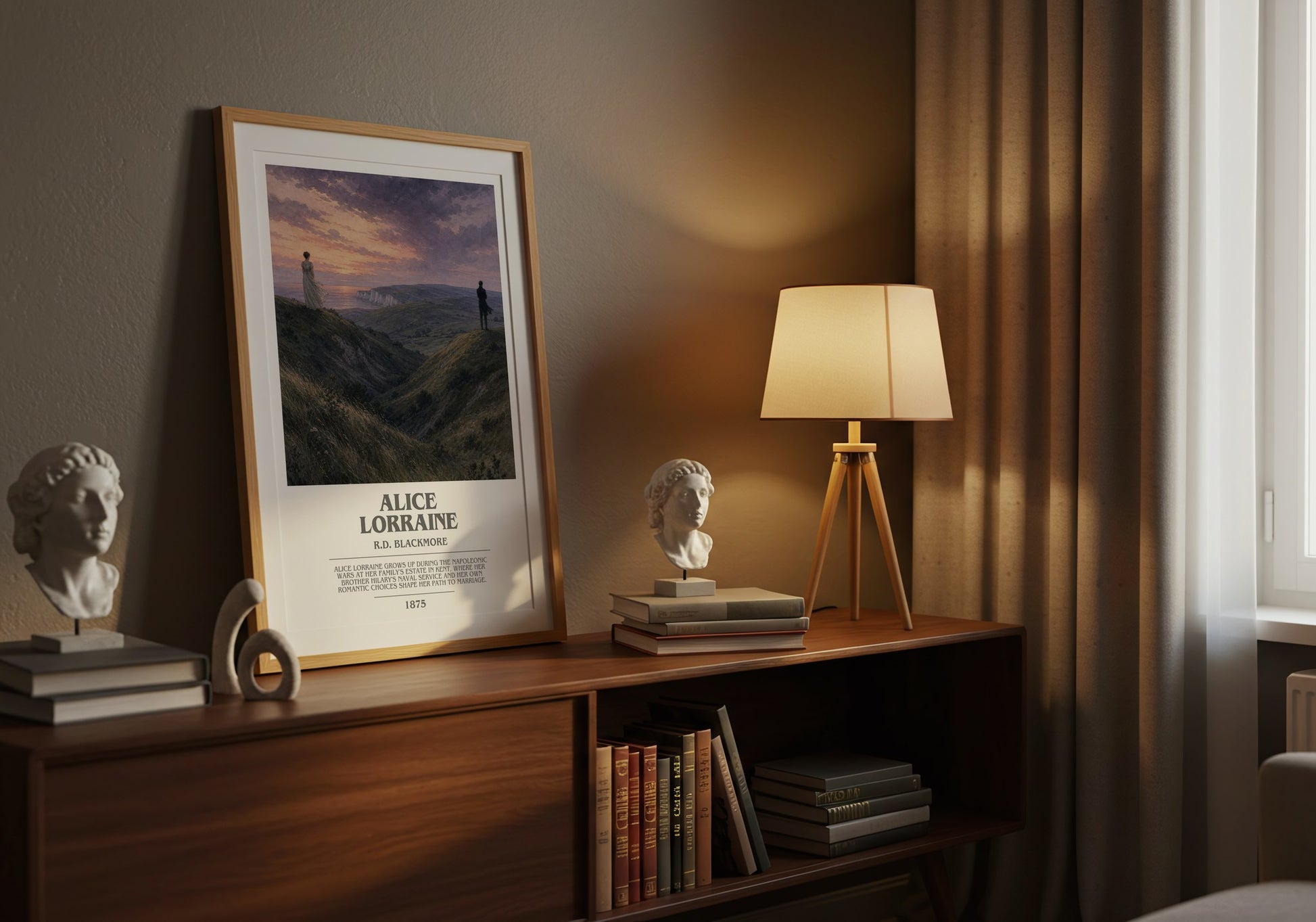 Alice Lorraine bookish book poster framed on wall – historical fiction wall art