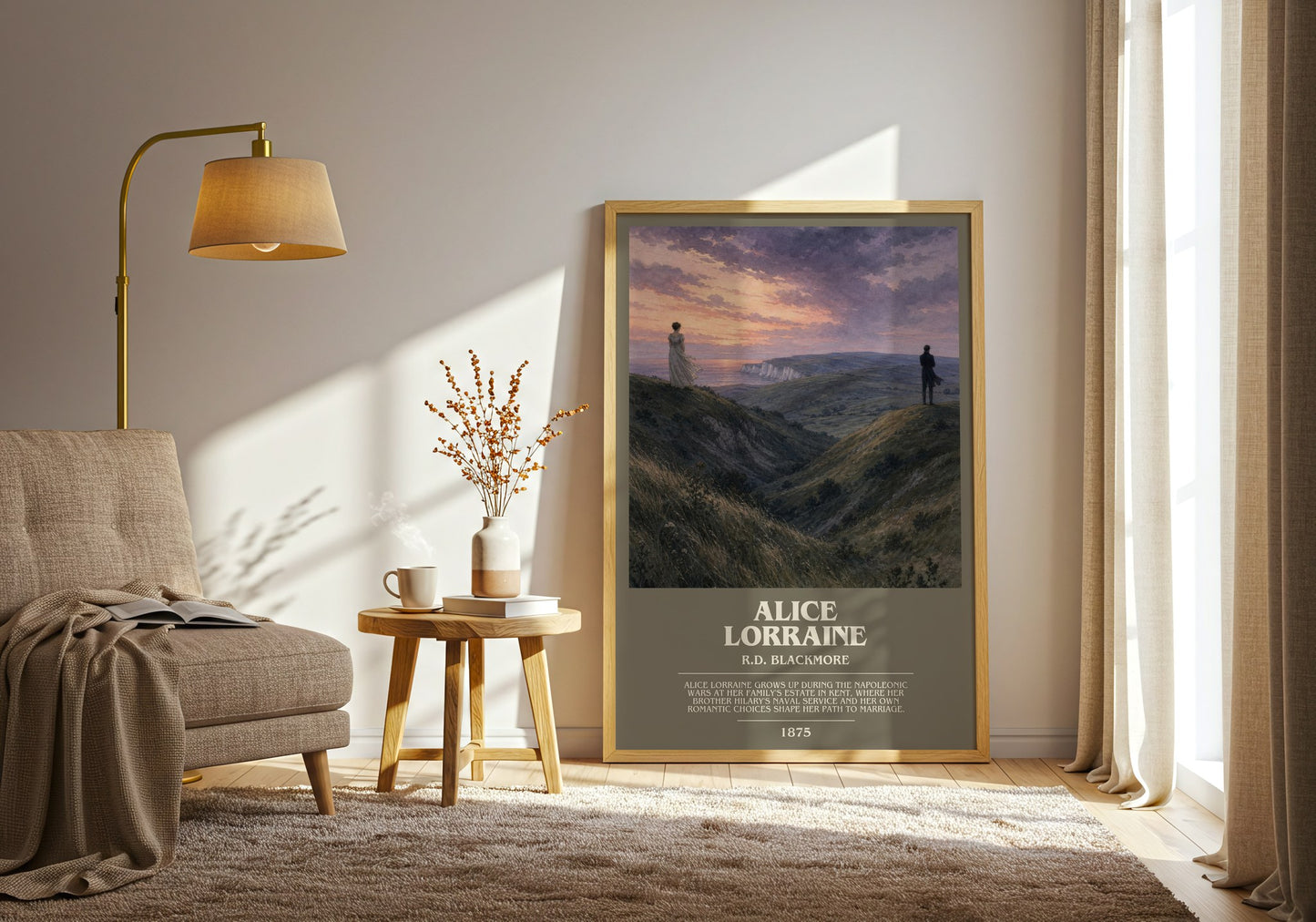 Alice Lorraine bookish print on bookshelf – R.D. Blackmore fan gift