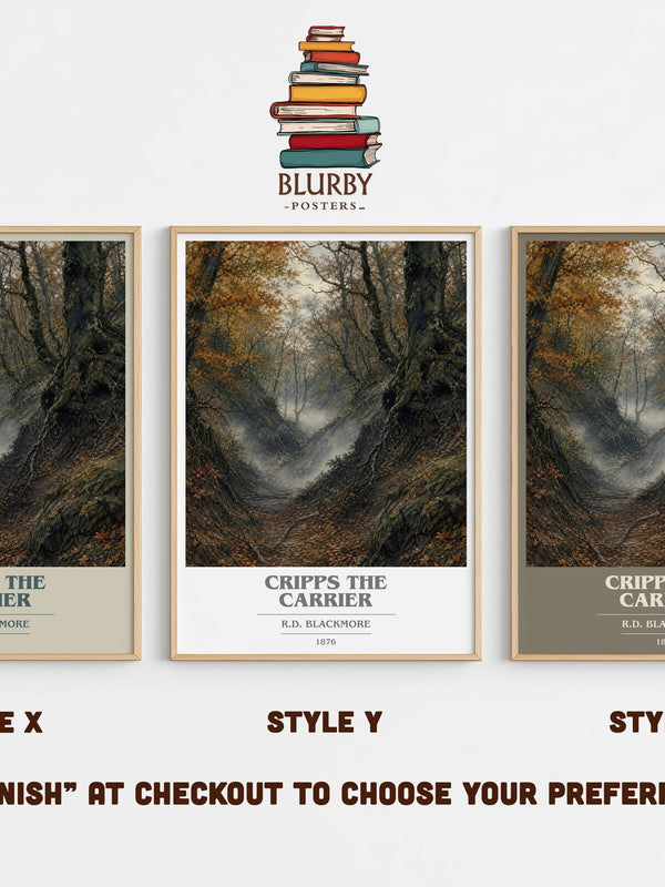 Cripps The Carrier book cover print in frame leaning in hallway – historical fiction wall art