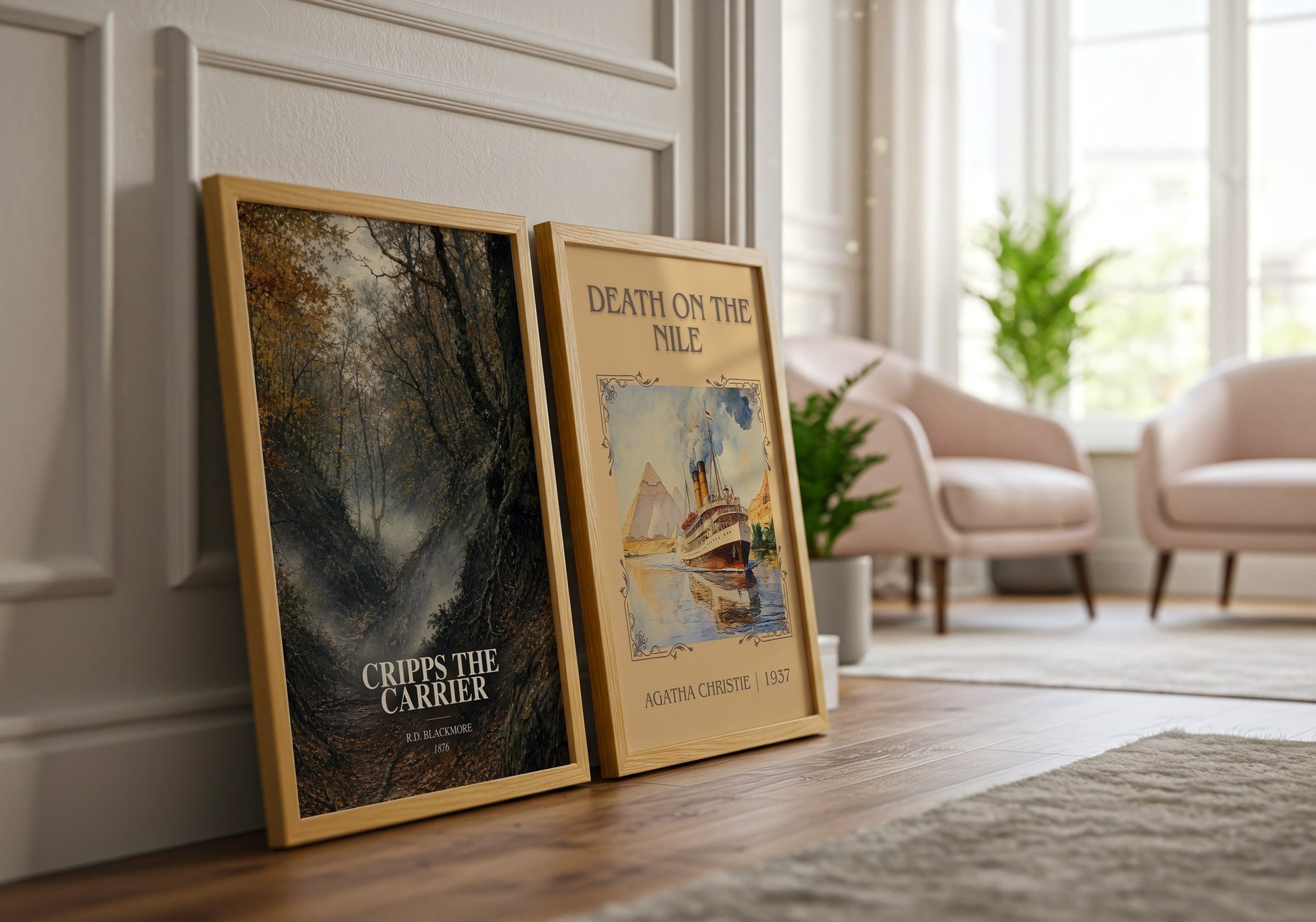 Cripps The Carrier watercolour print framed by window – literary home decor