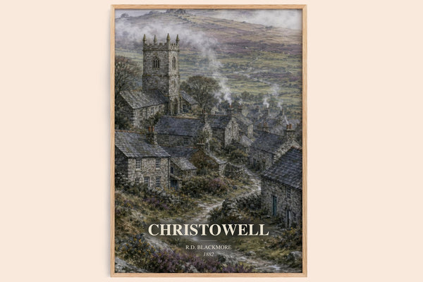 Christowell watercolour book poster by R.D. Blackmore – framed literary art print