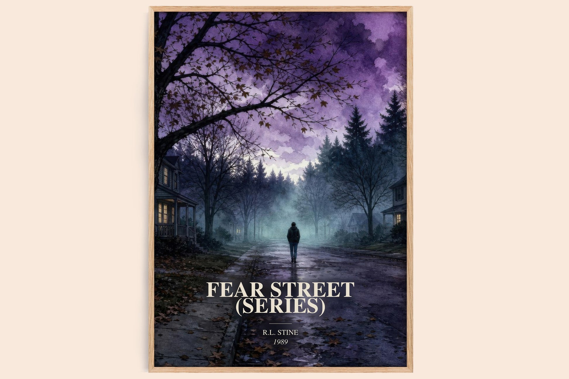 Fear Street (Series) watercolour book poster by R.L. Stine – framed literary art print