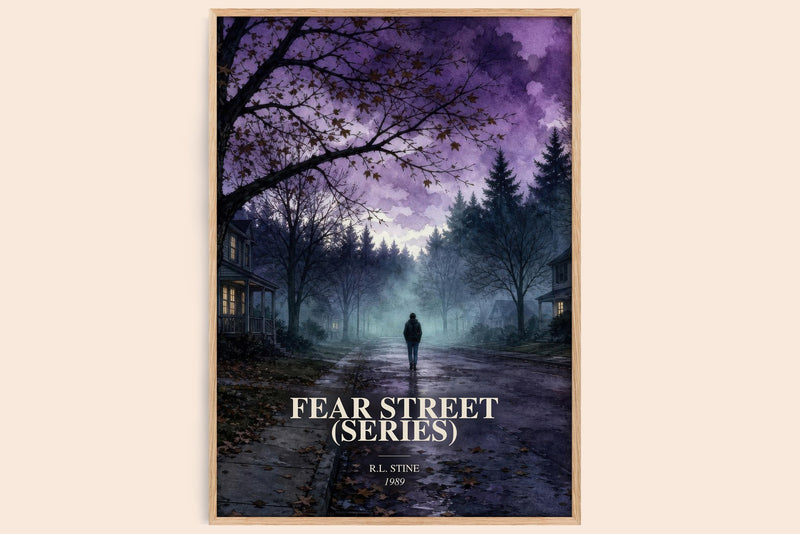 Fear Street (Series) watercolour book poster by R.L. Stine – framed literary art print