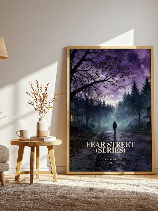 Fear Street (Series) watercolour print in frame leaning in hallway – young adult wall art