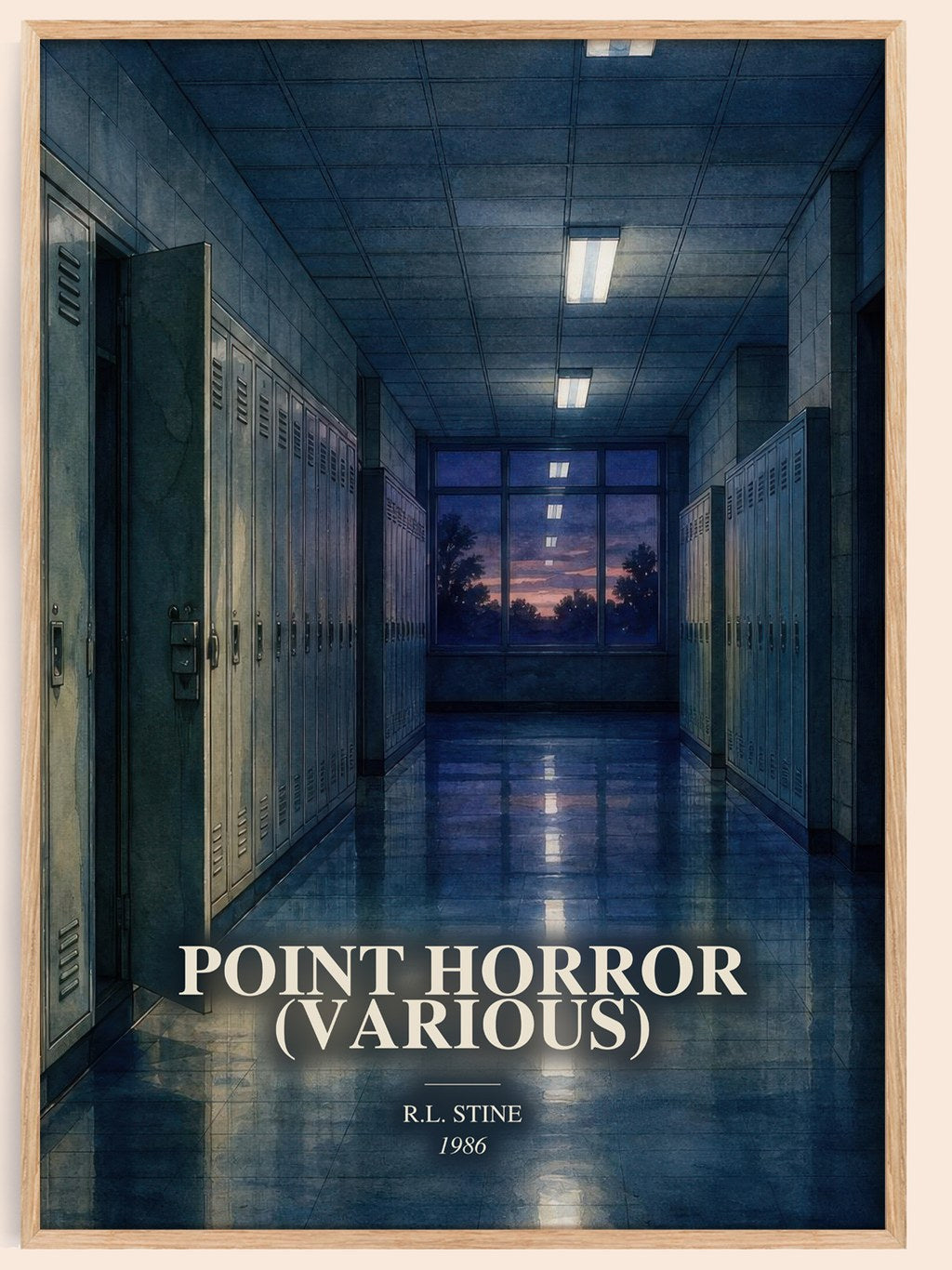 Point Horror (Various) watercolour book poster by R.L. Stine – framed literary art print
