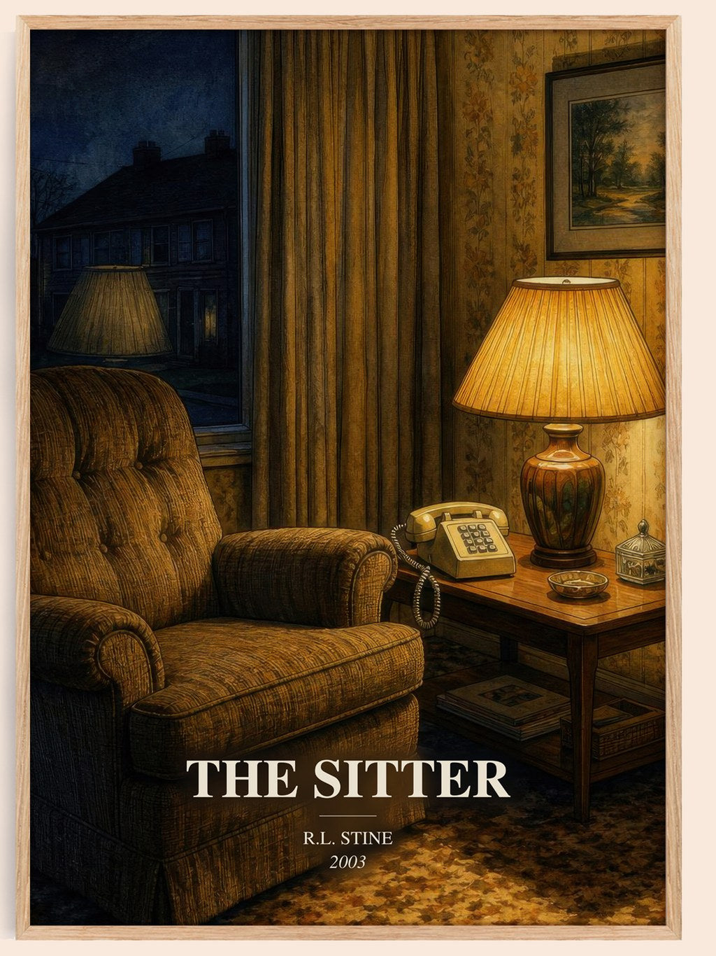 The Sitter watercolour book poster by R.L. Stine – framed literary art print