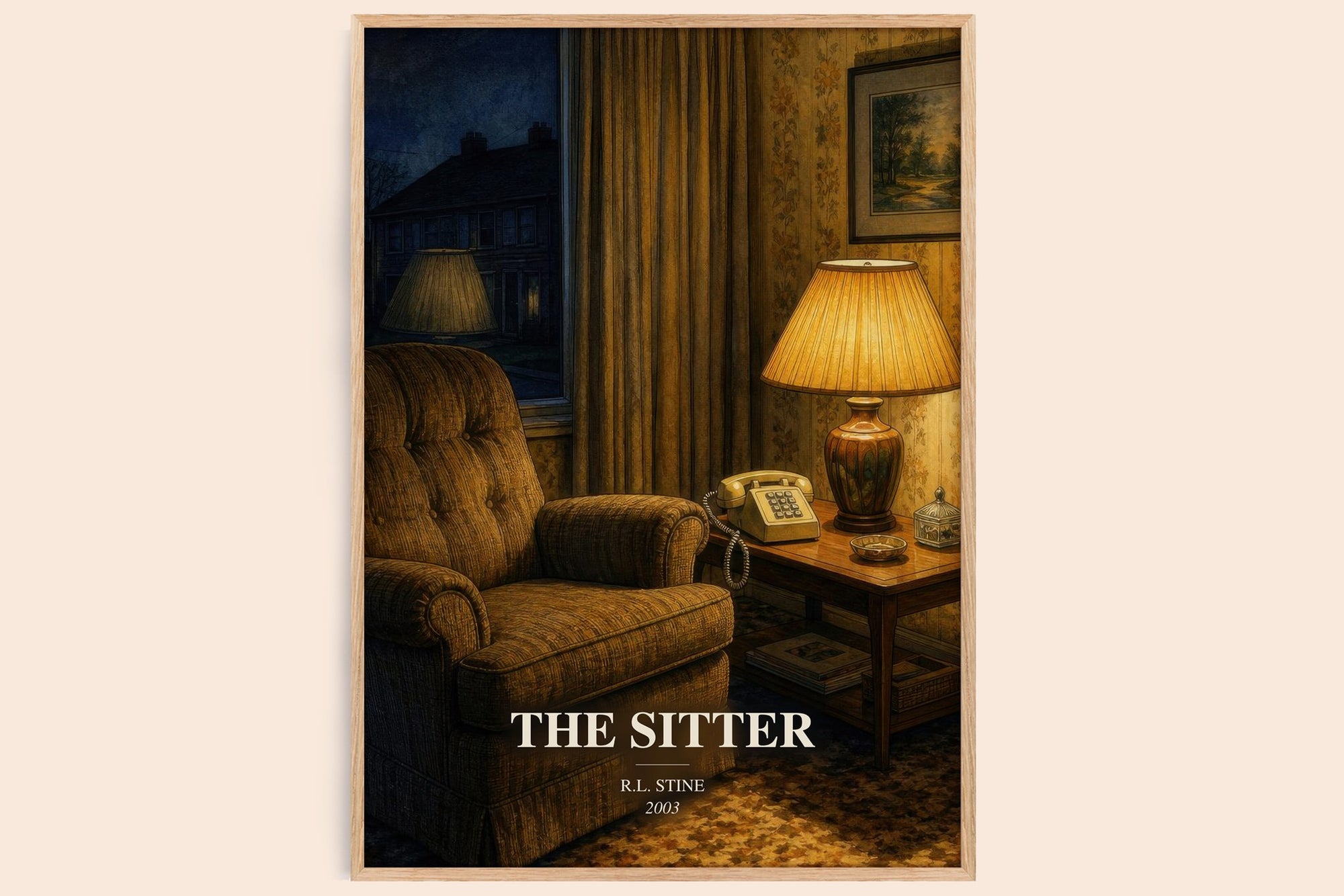 The Sitter watercolour book poster by R.L. Stine – framed literary art print