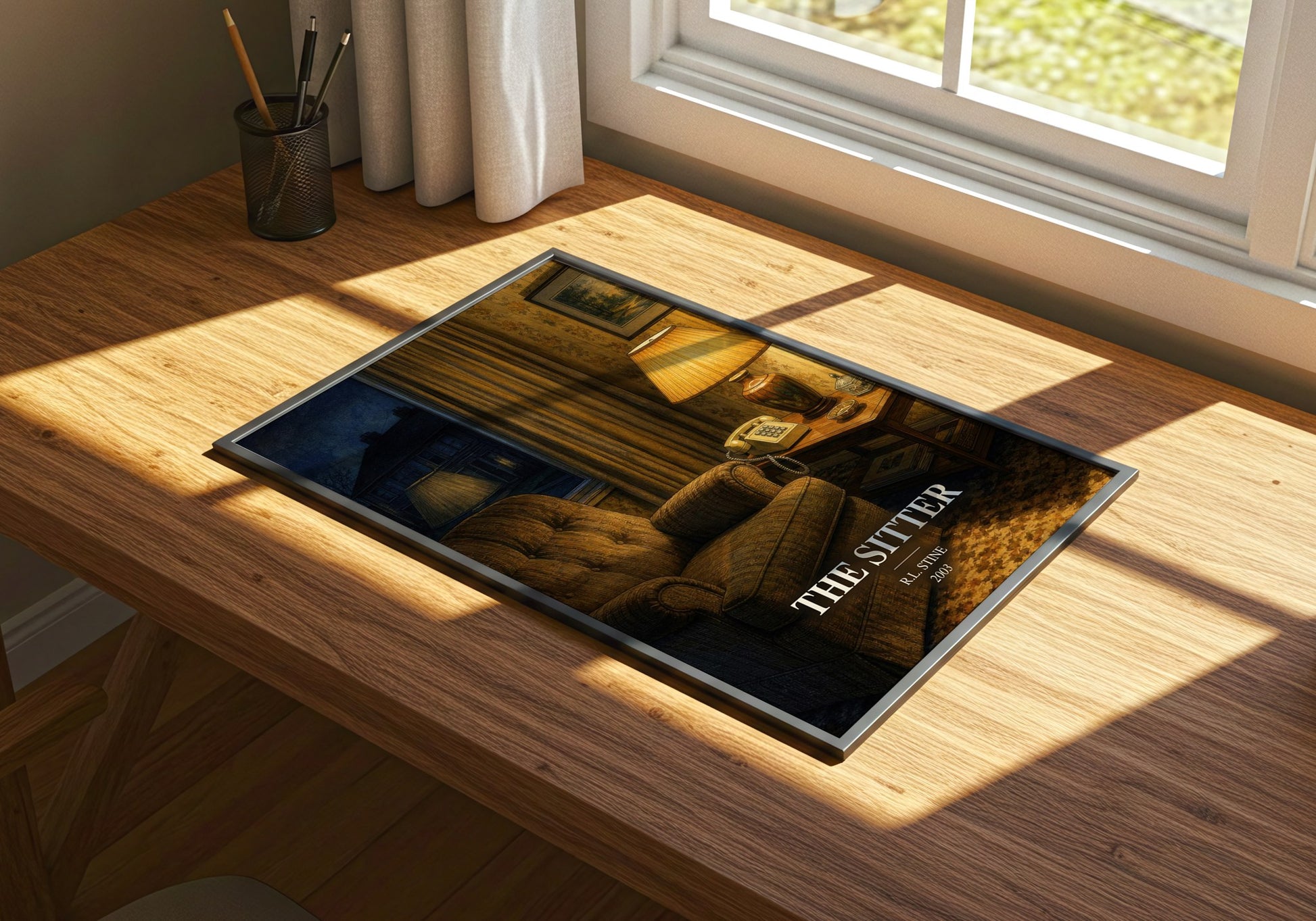The Sitter watercolour book poster framed on wall – horror wall art