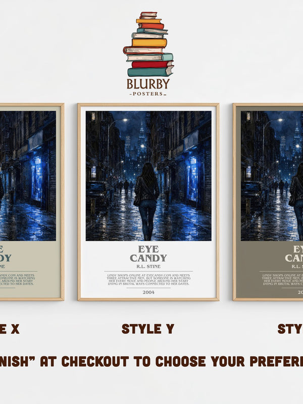 Eye Candy bookish print in frame leaning in hallway – thriller wall art