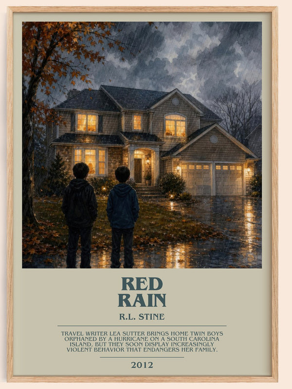 Red Rain bookish book poster by R.L. Stine – framed literary art print