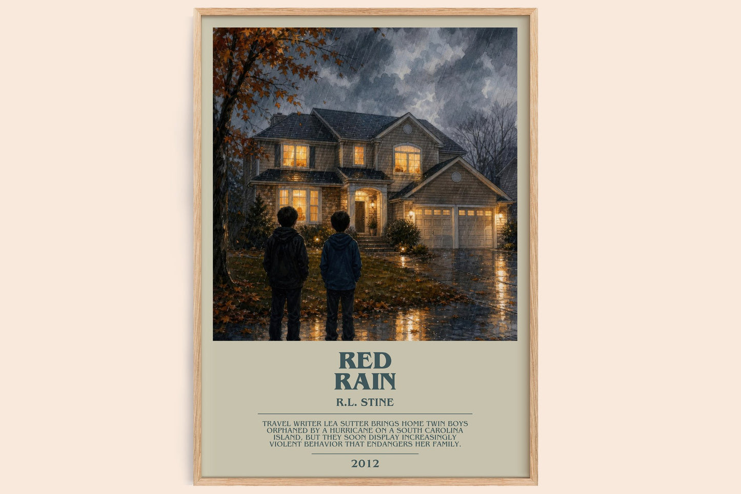Red Rain bookish book poster by R.L. Stine – framed literary art print