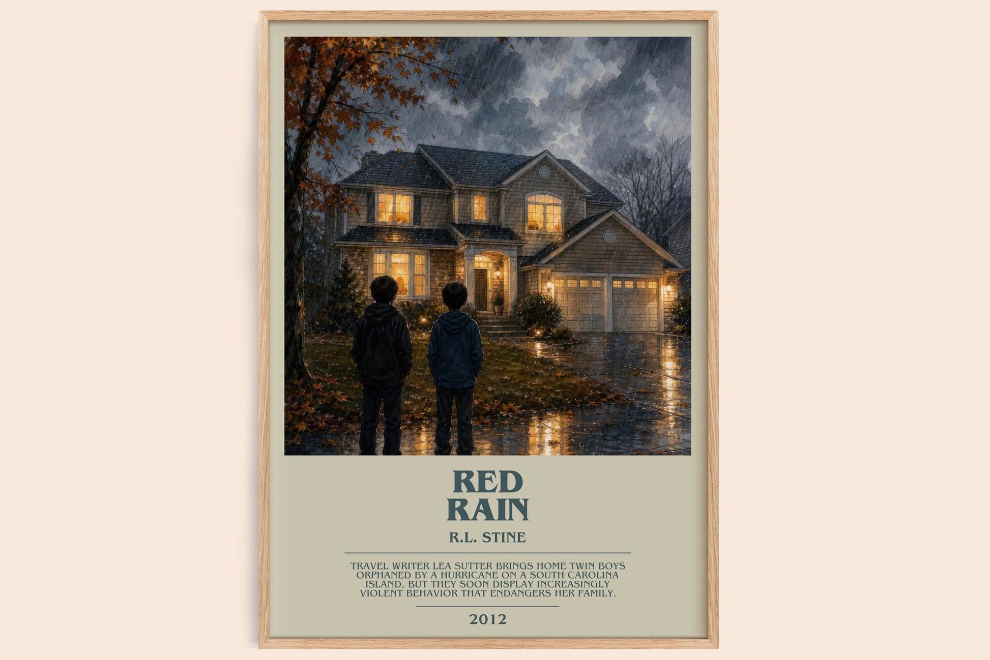Red Rain bookish book poster by R.L. Stine – framed literary art print