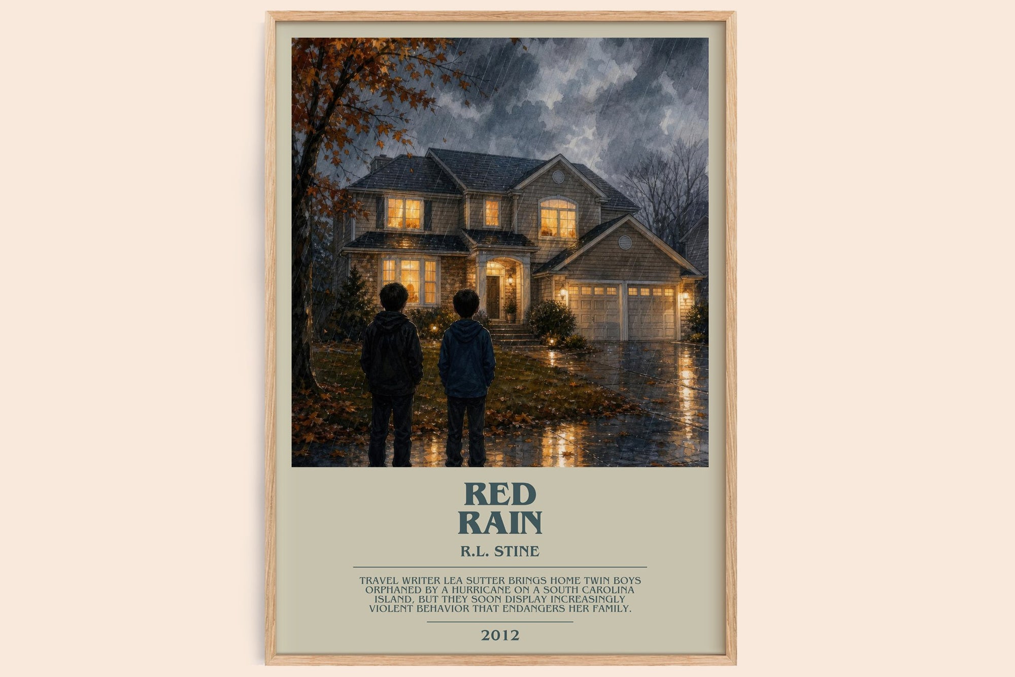 Red Rain bookish book poster by R.L. Stine – framed literary art print