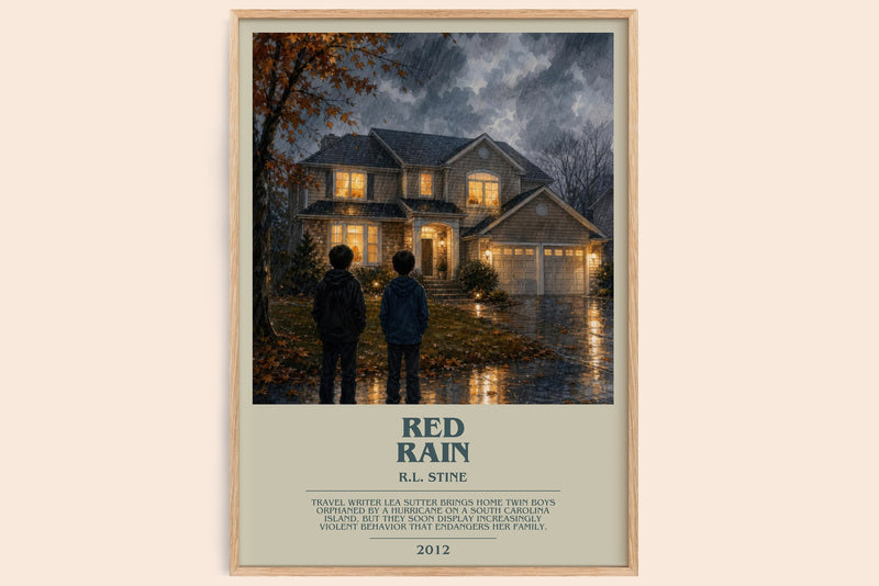 Red Rain bookish book poster by R.L. Stine – framed literary art print