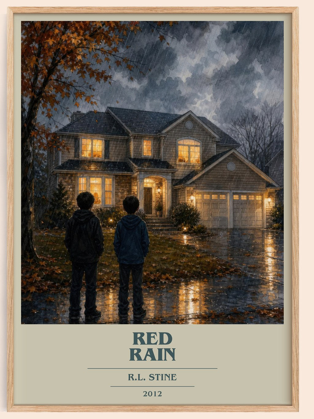Red Rain book cover book poster by R.L. Stine – framed literary art print
