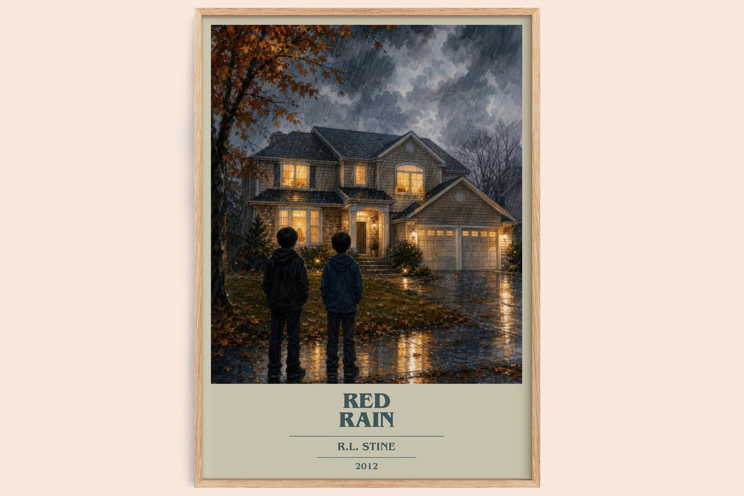 Red Rain book cover book poster by R.L. Stine – framed literary art print