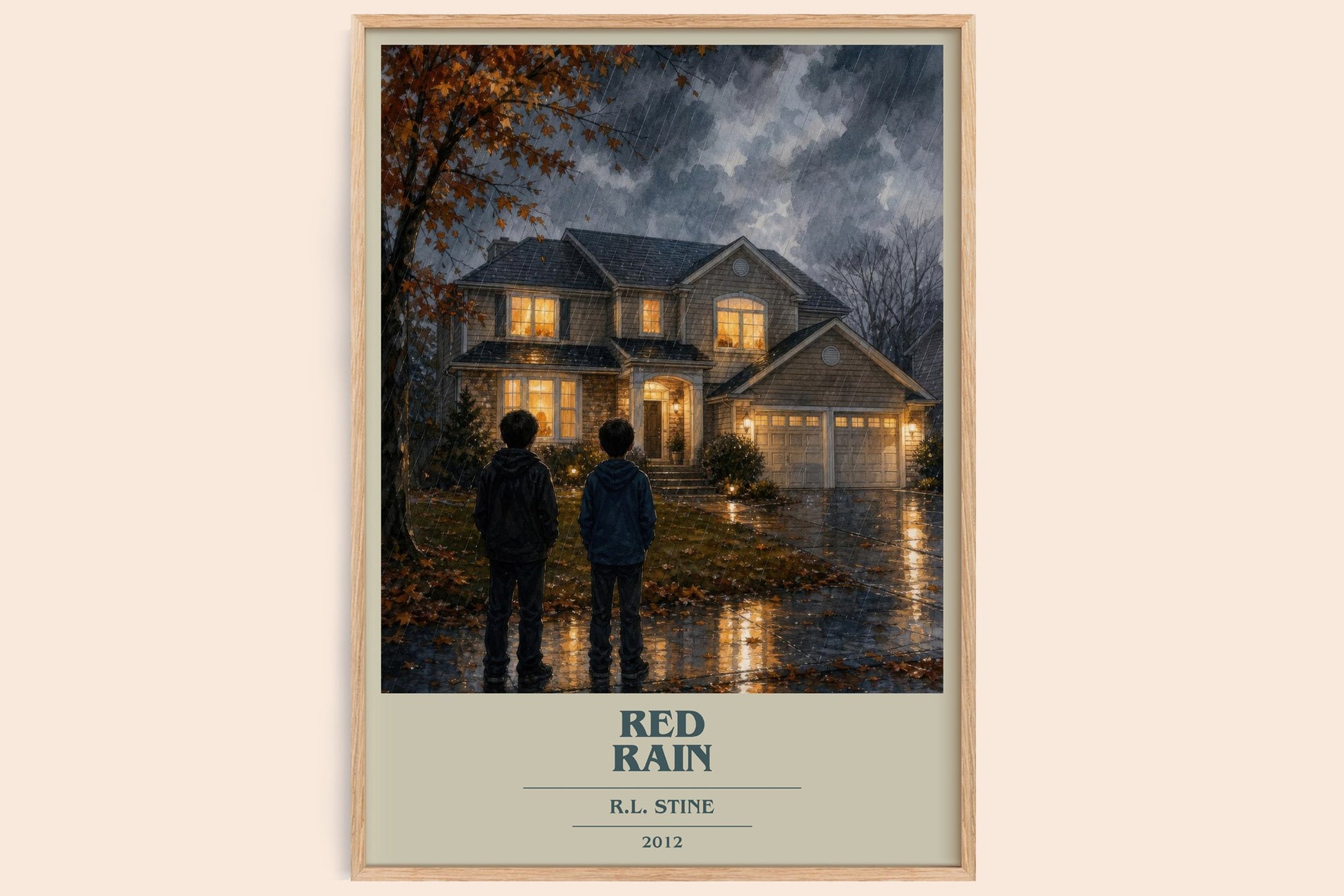 Red Rain book cover book poster by R.L. Stine – framed literary art print