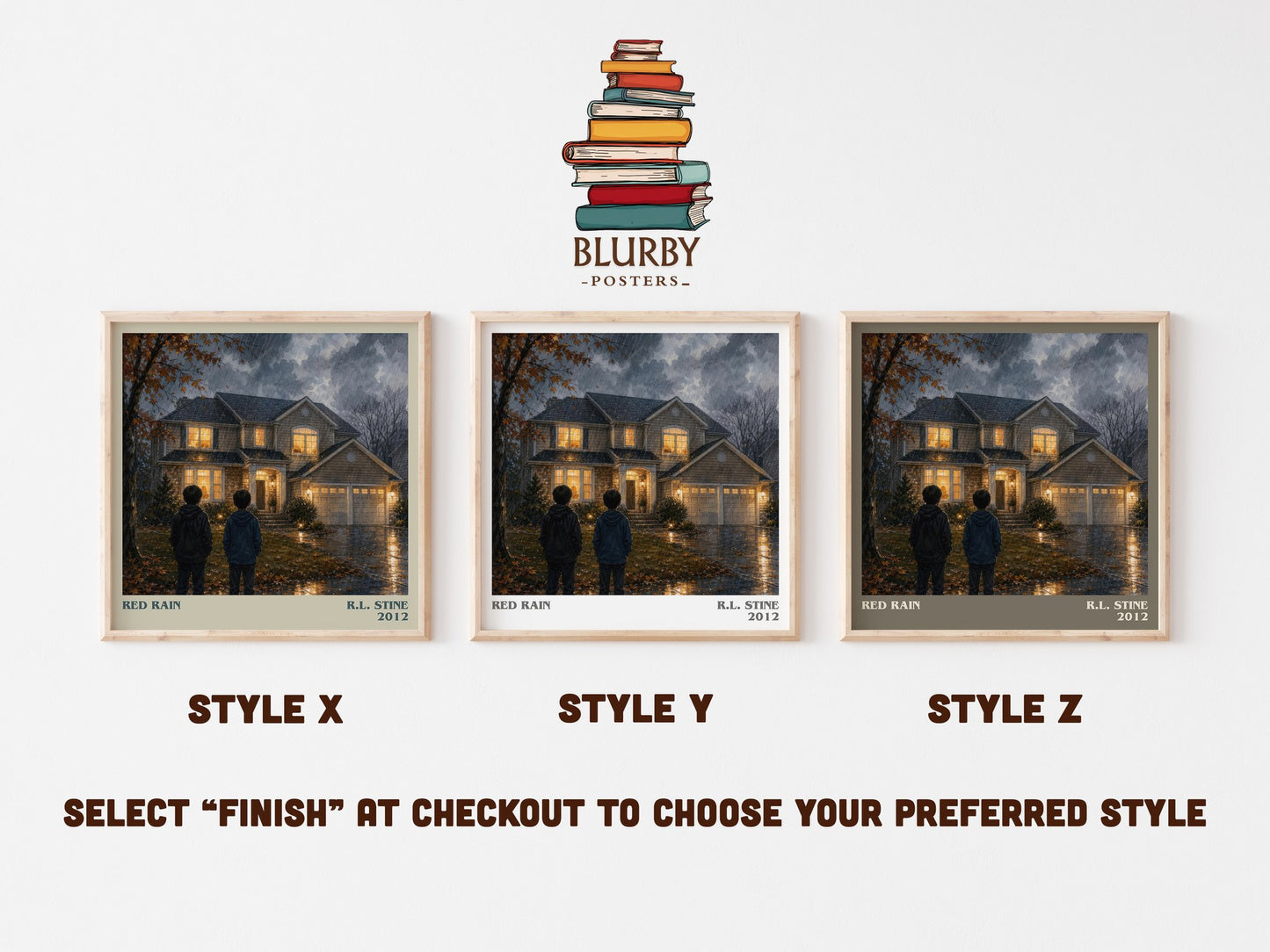 Red Rain literary print in frame leaning in hallway – horror wall art