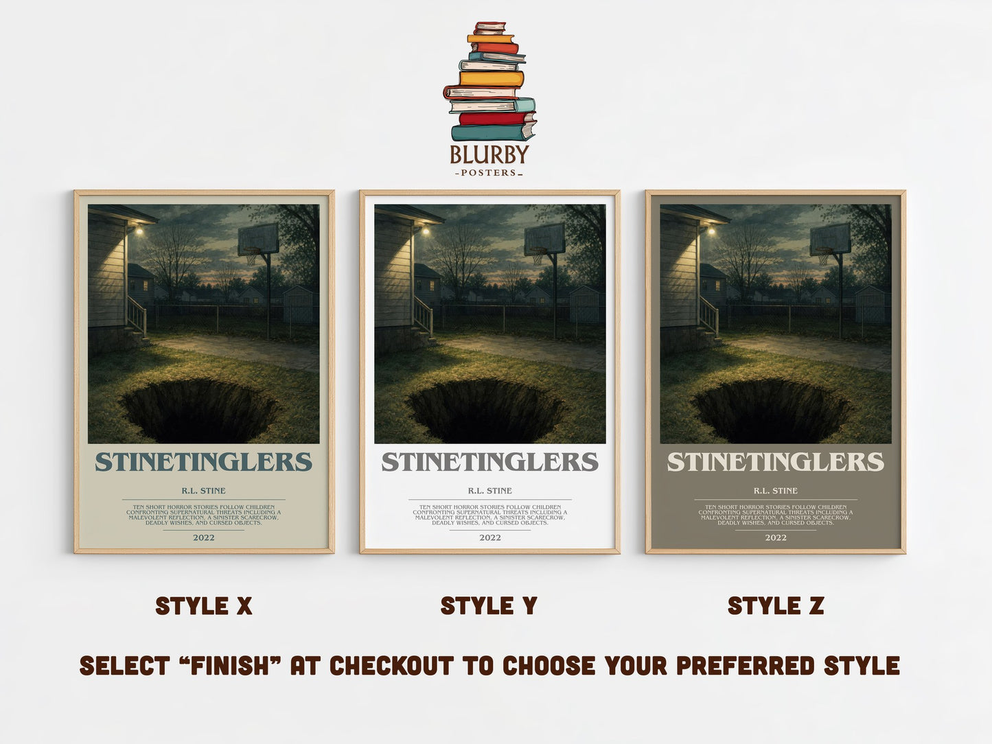 Stinetinglers bookish print in frame leaning in hallway – childrens wall art