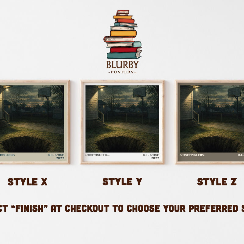 Stinetinglers literary print in frame leaning in hallway – childrens wall art