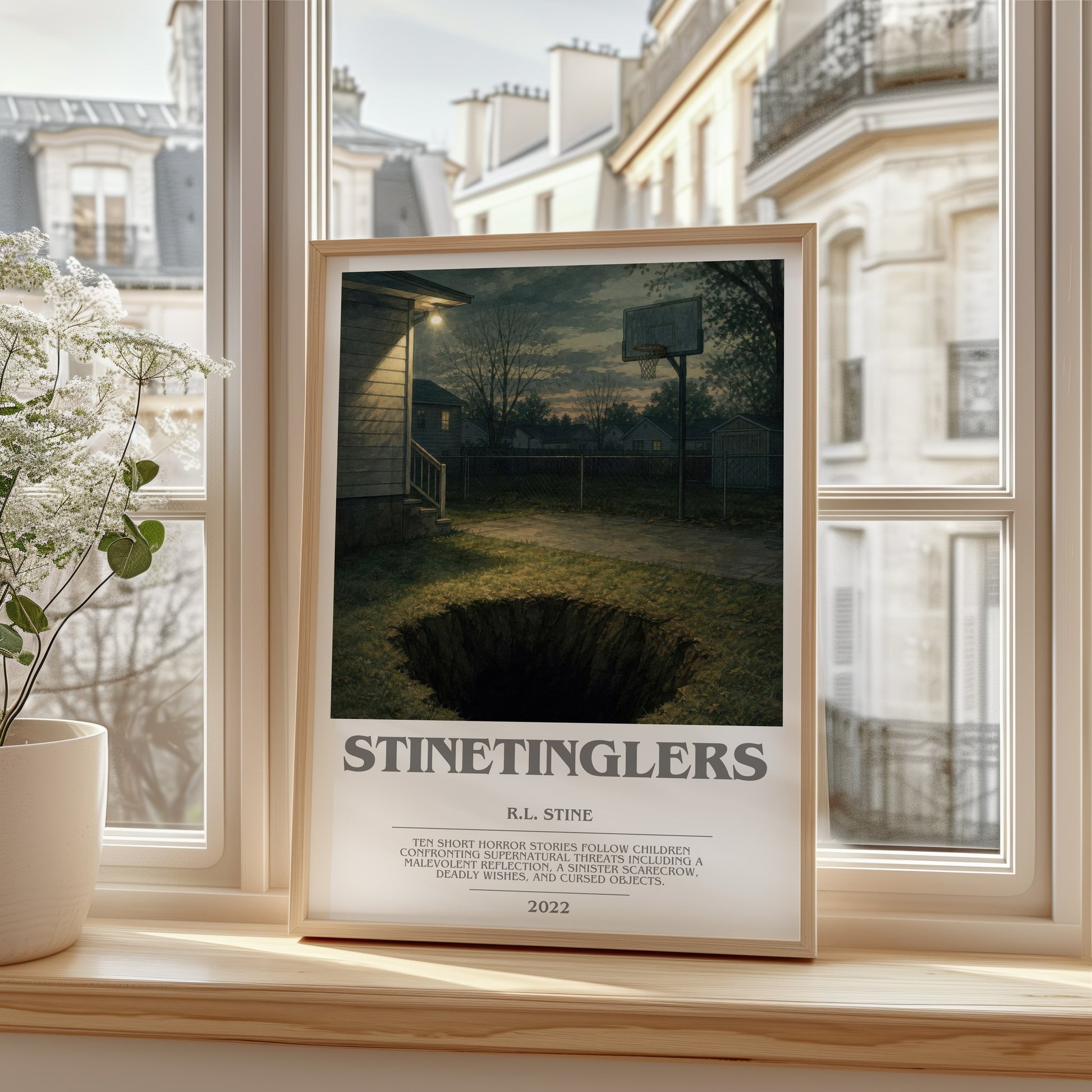 Stinetinglers bookish poster colour and style options – R.L. Stine book art