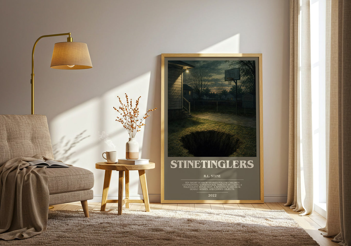 Stinetinglers bookish print on bookshelf – R.L. Stine fan gift