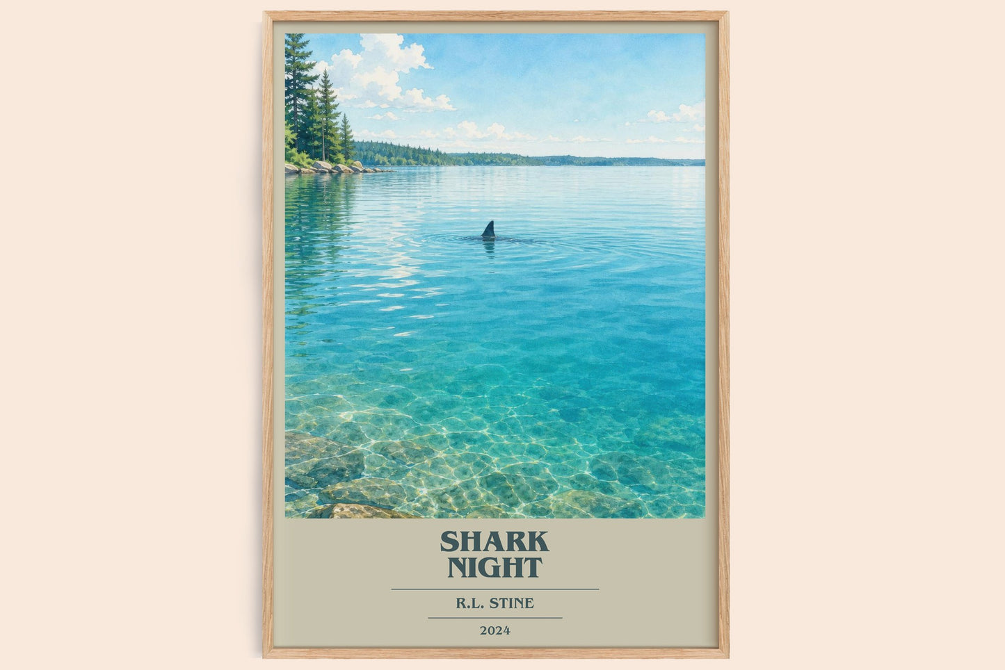 Shark Night book cover book poster by R.L. Stine – framed literary art print