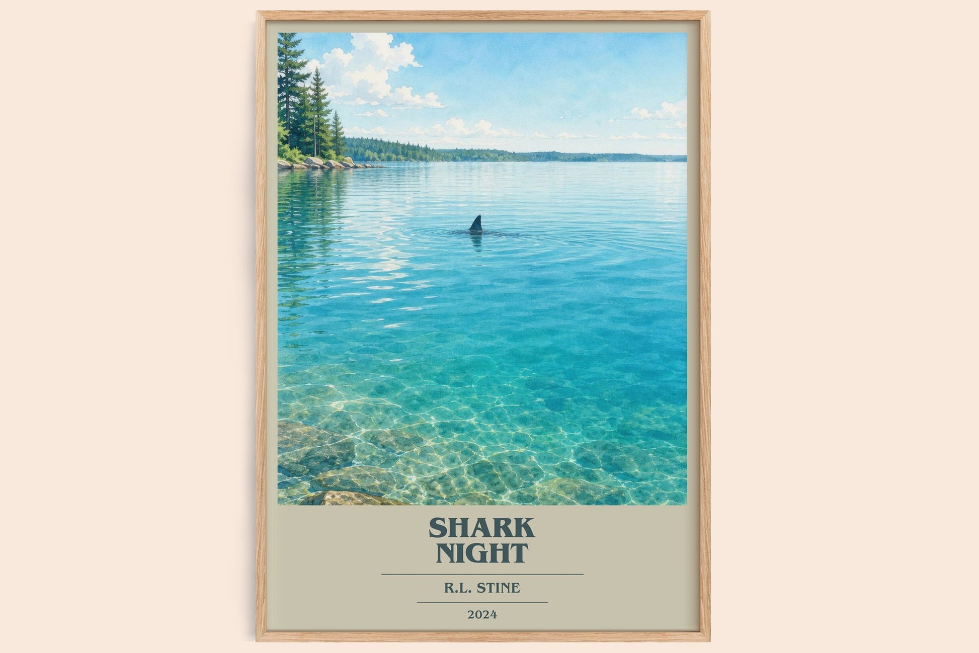 Shark Night book cover book poster by R.L. Stine – framed literary art print