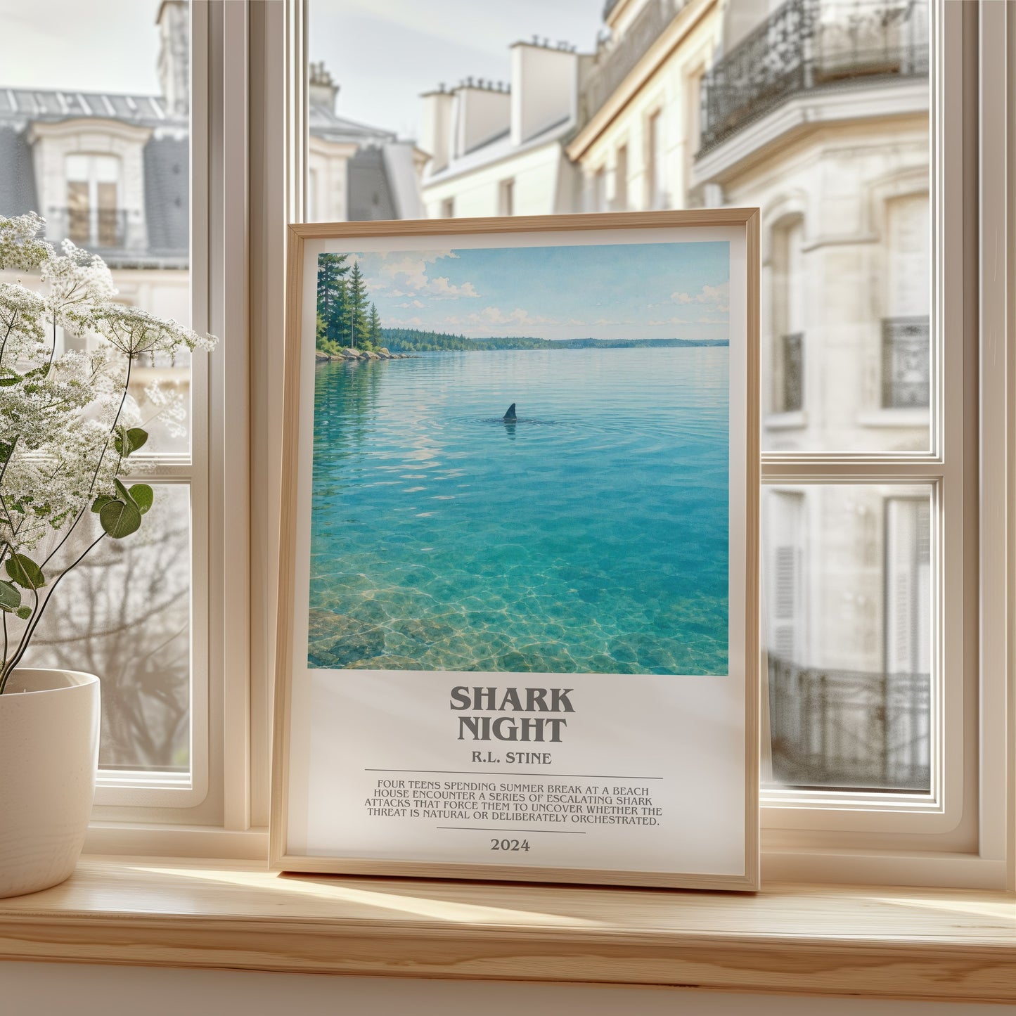 Shark Night bookish poster colour and style options – R.L. Stine book art