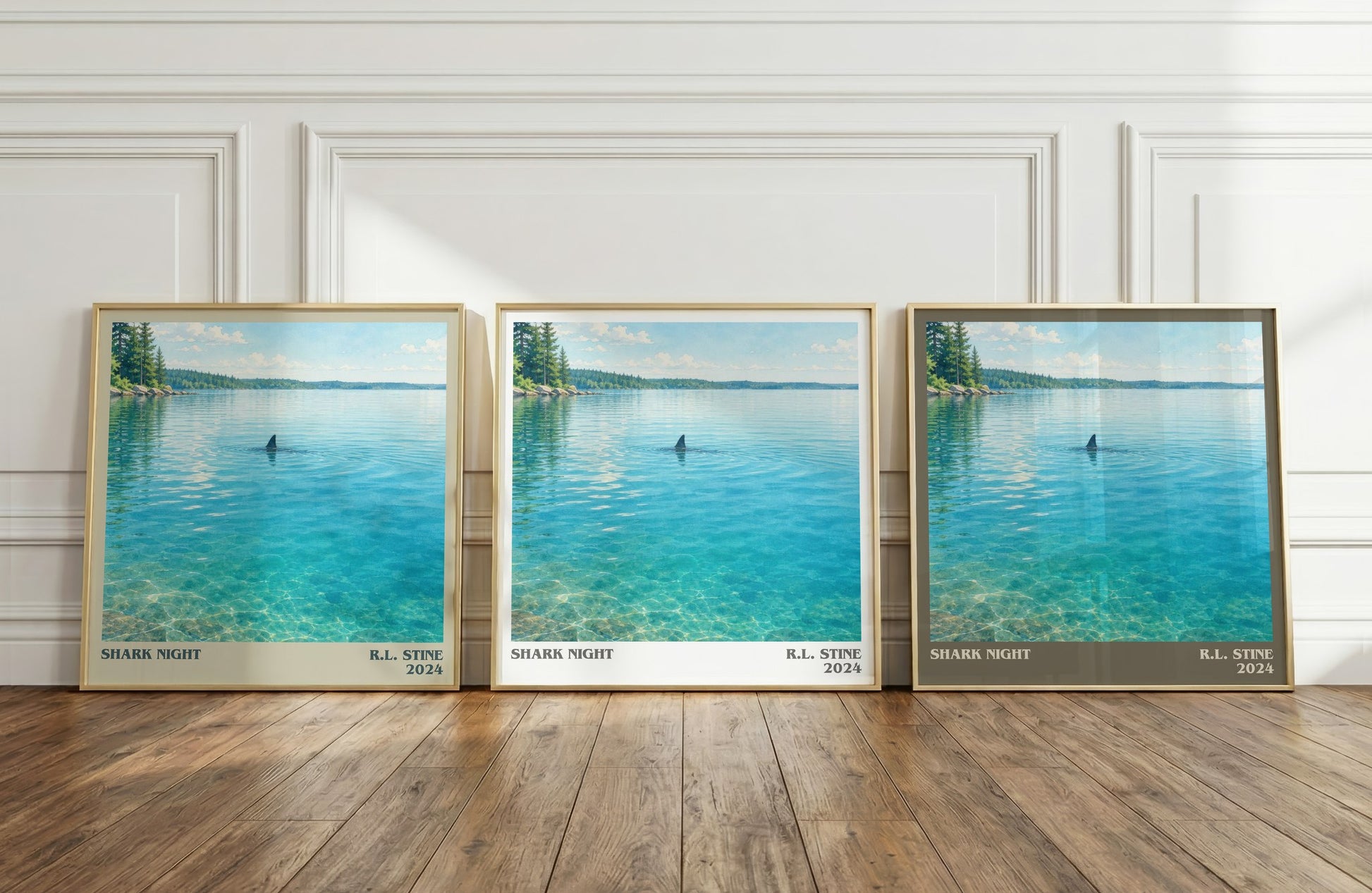 Shark Night literary art print colour and style options – R.L. Stine book art