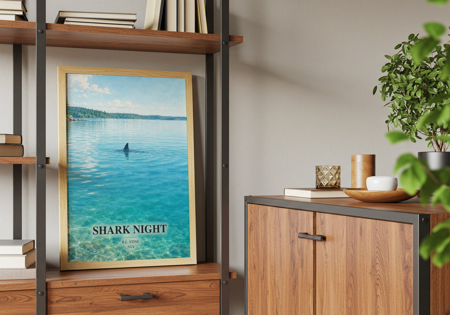 Shark Night book watercolour illustration paper finish options – matte satin gloss
