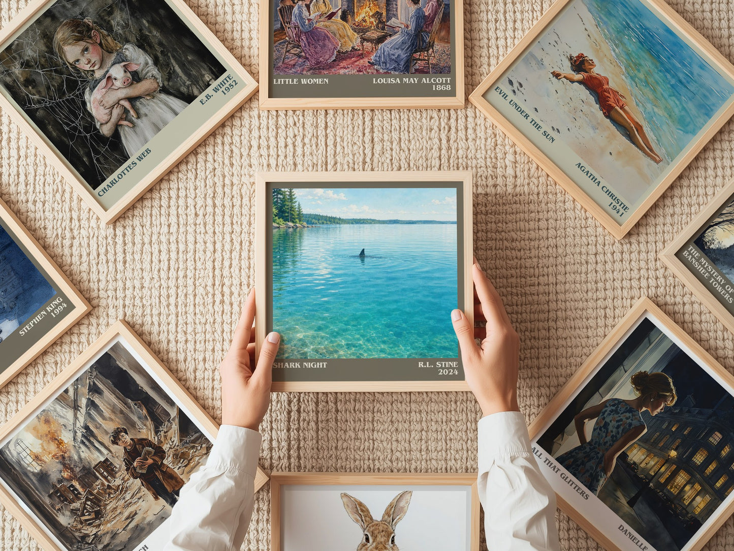 Shark Night literary book poster framed on wall – horror wall art